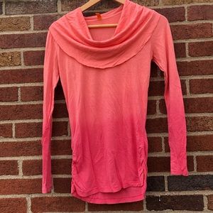 Lucy Activewear Long Sleeve Cowl Neck Shirt Pink Ombré Size XS